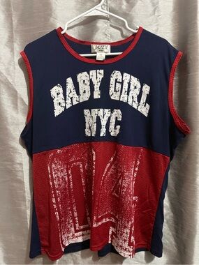 Baby Girl NYC Navy & Red Sleeveless Top